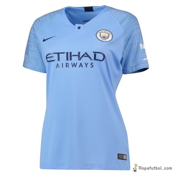 Camiseta Manchester City Replica Primera Ropa Mujer 2018/19 Azul